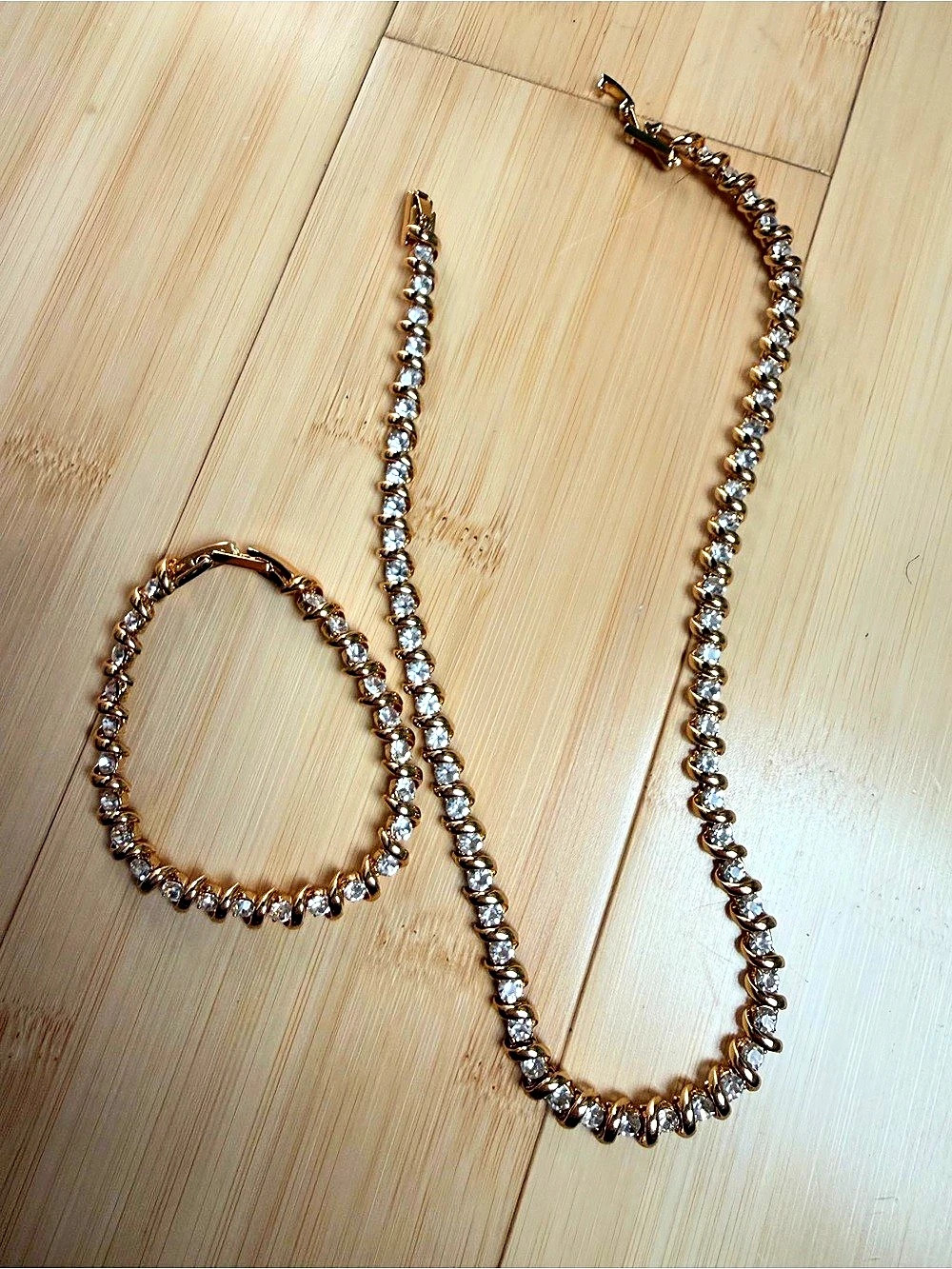Gold & “Diamond “ Necklace /Bracelet Set